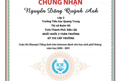 TOP VINH DANH HỌC SINH CÓ ĐIỂM THI CAO NHẤT CỦA MỖI KHỐI CỦA TRƯỜNG TRONG CUỘC THI IOE NĂM HỌC 2020-2021